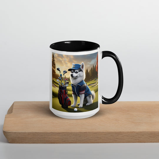 Pomsky Golfer- Mug with Color Inside v4