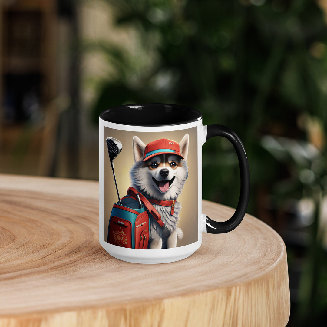 Pomsky Golfer- Mug with Color Inside v8