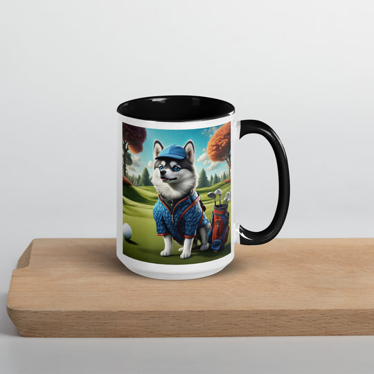 Pomsky Golfer- Mug with Color Inside v5