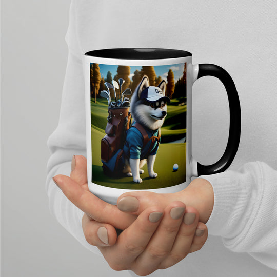 Pomsky Golfer- Mug with Color Inside v10