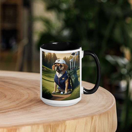 Puggle Golfer- Mug with Color Inside