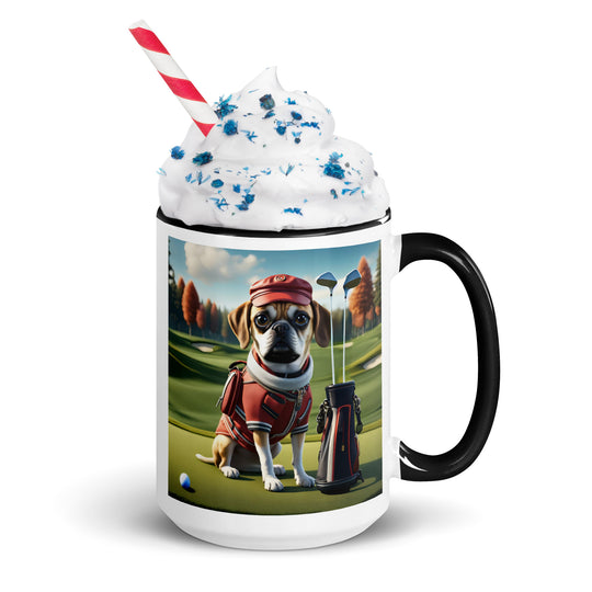 Puggle Golfer- Mug with Color Inside v6