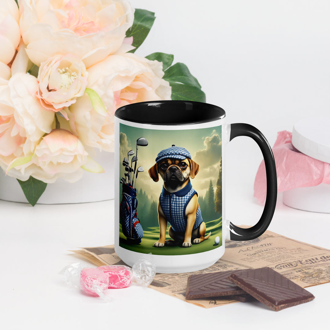 Puggle Golfer- Mug with Color Inside v7