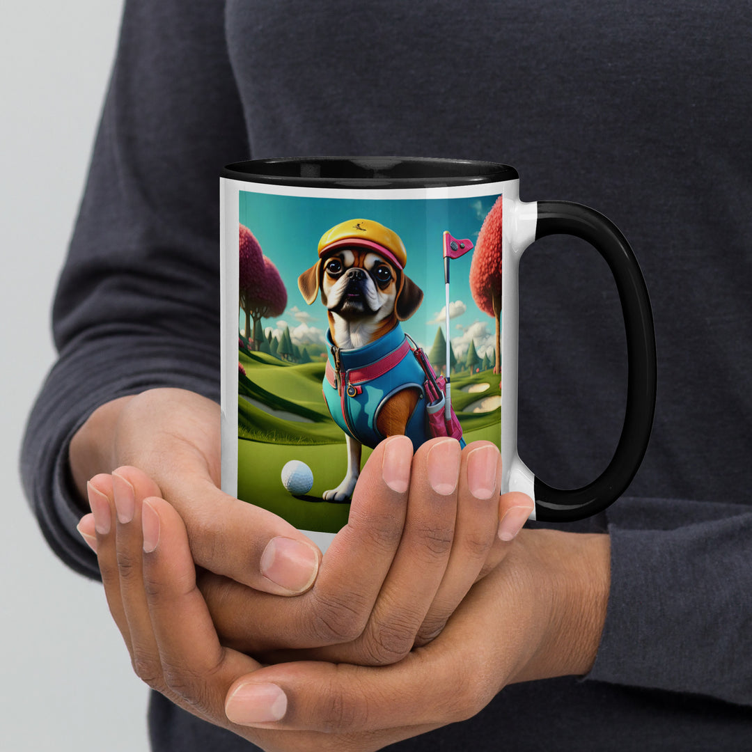 Puggle Golfer- Mug with Color Inside v8