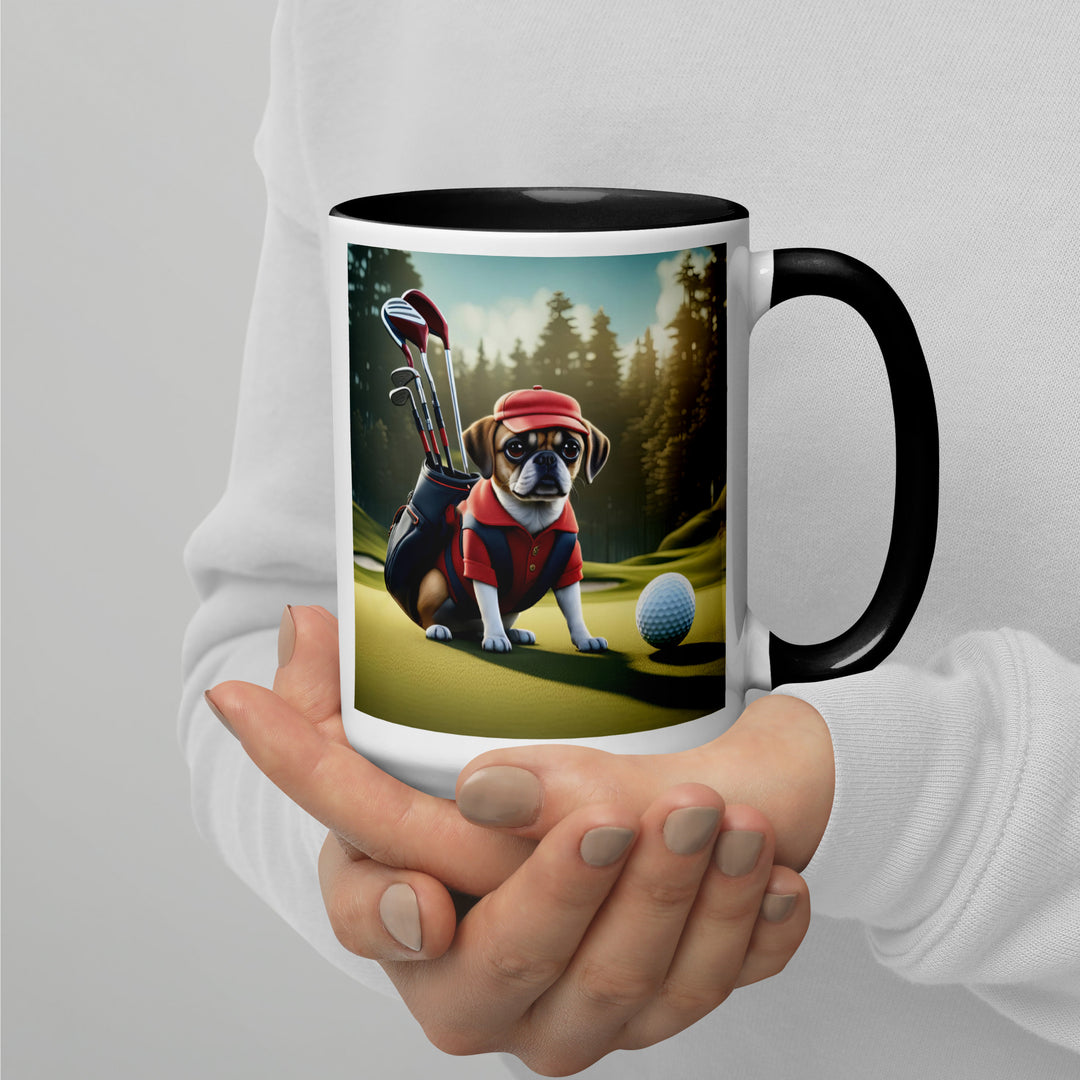 Puggle Golfer- Mug with Color Inside v9