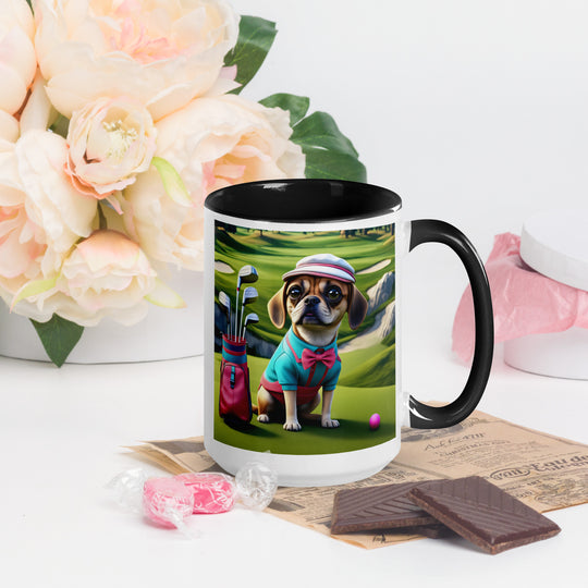 Puggle Golfer- Mug with Color Inside v10