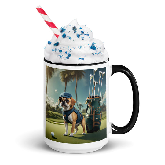 Puggle Golfer- Mug with Color Inside v13