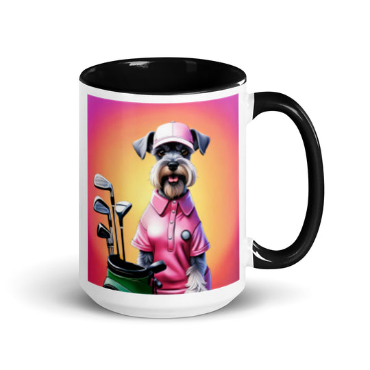 Miniature Schnauzer Golfer- Mug with Color Inside v4