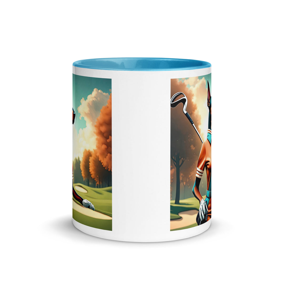 Doberman Pinscher Golfer- Mug with Color Inside