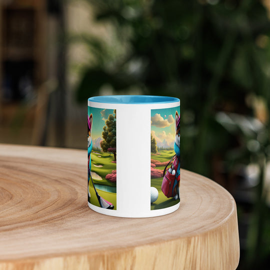 Pomsky Golfer- Mug with Color Inside v2