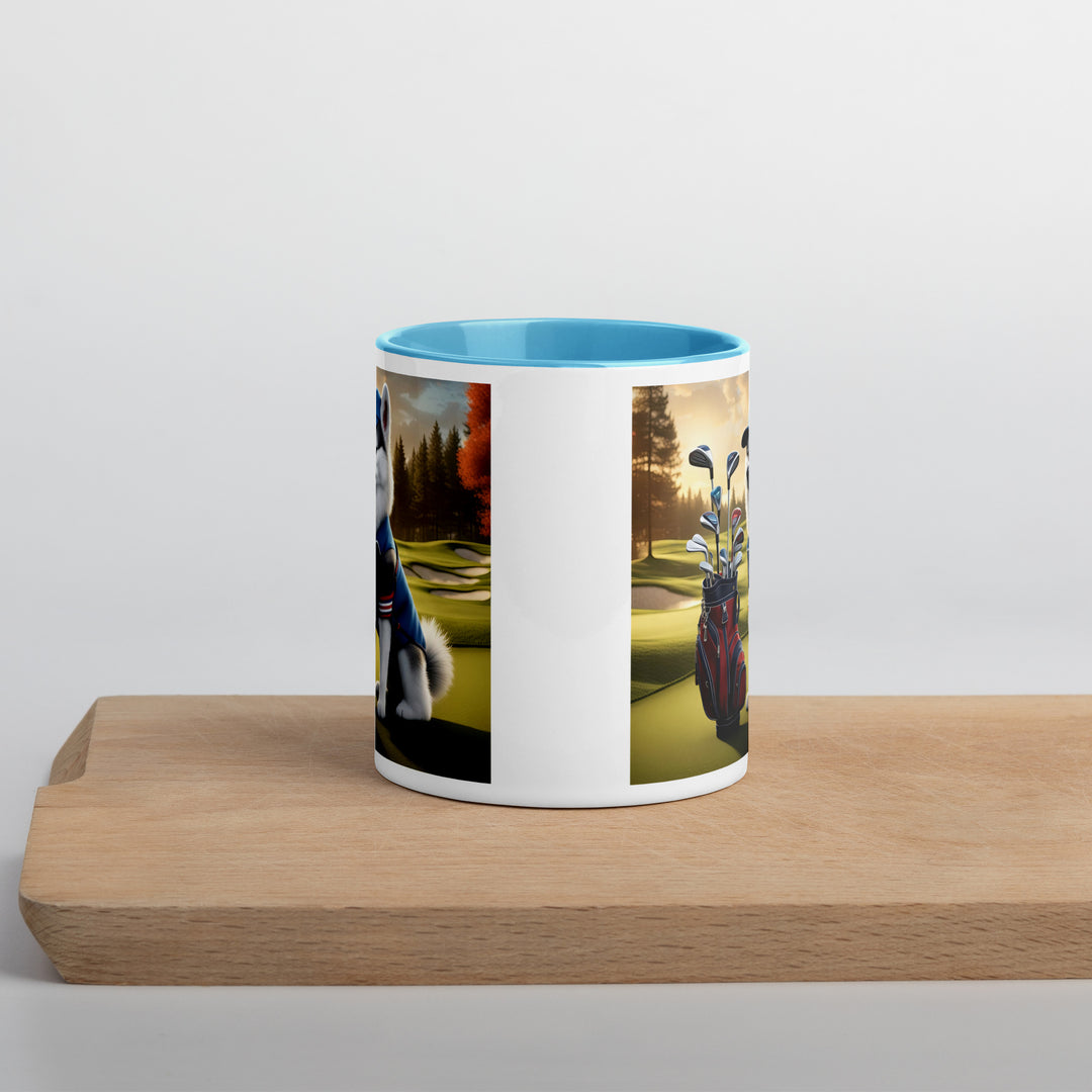 Pomsky Golfer- Mug with Color Inside v4