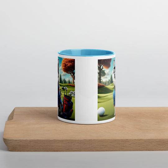 Pomsky Golfer- Mug with Color Inside v5