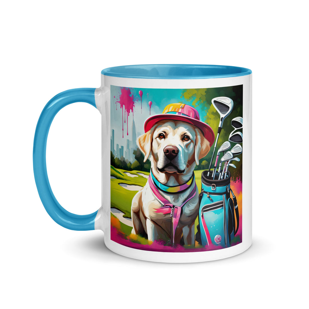 Mug with Color Inside-Labrador Retriever Golfer v9