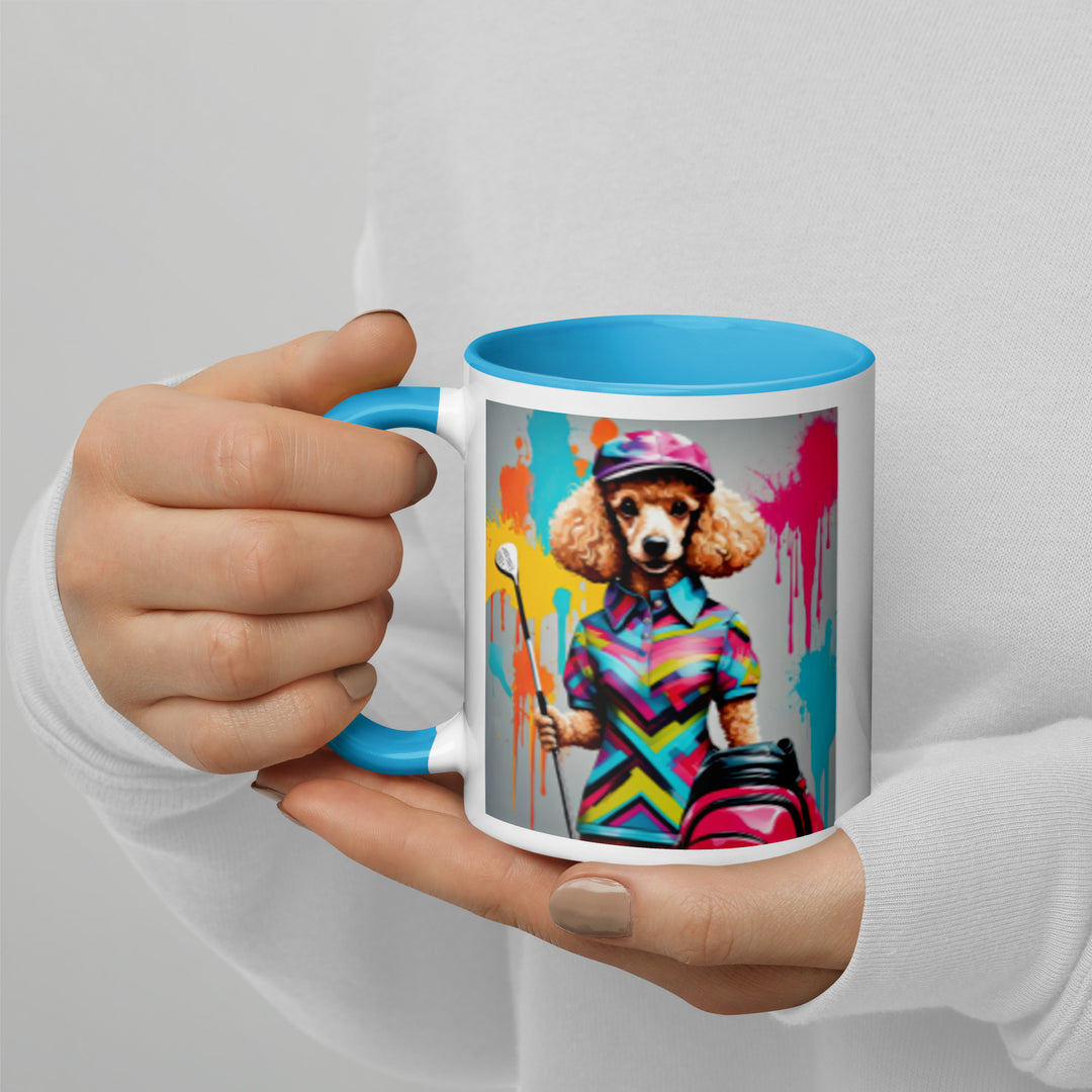 Poodle Golfer- Mug with Color Inside v4