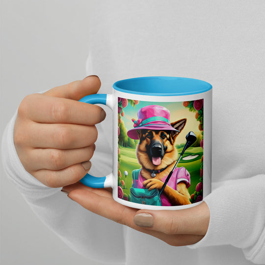 German Shepherd Golfer- Mug with Color Inside V9