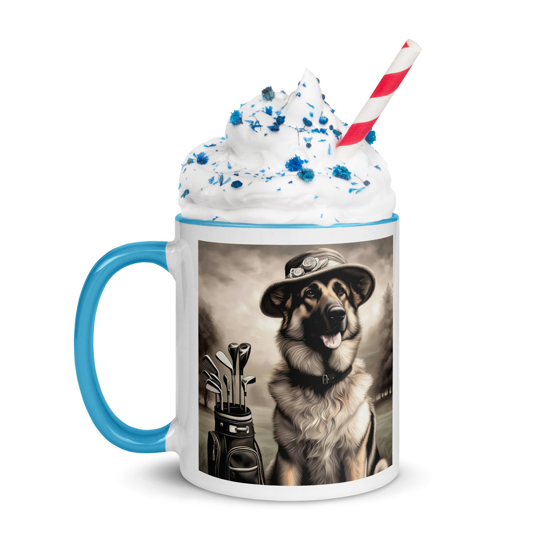 German Shepherd Golfer- Mug with Color Inside V10