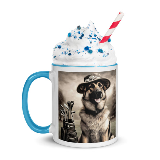 German Shepherd Golfer- Mug with Color Inside V10