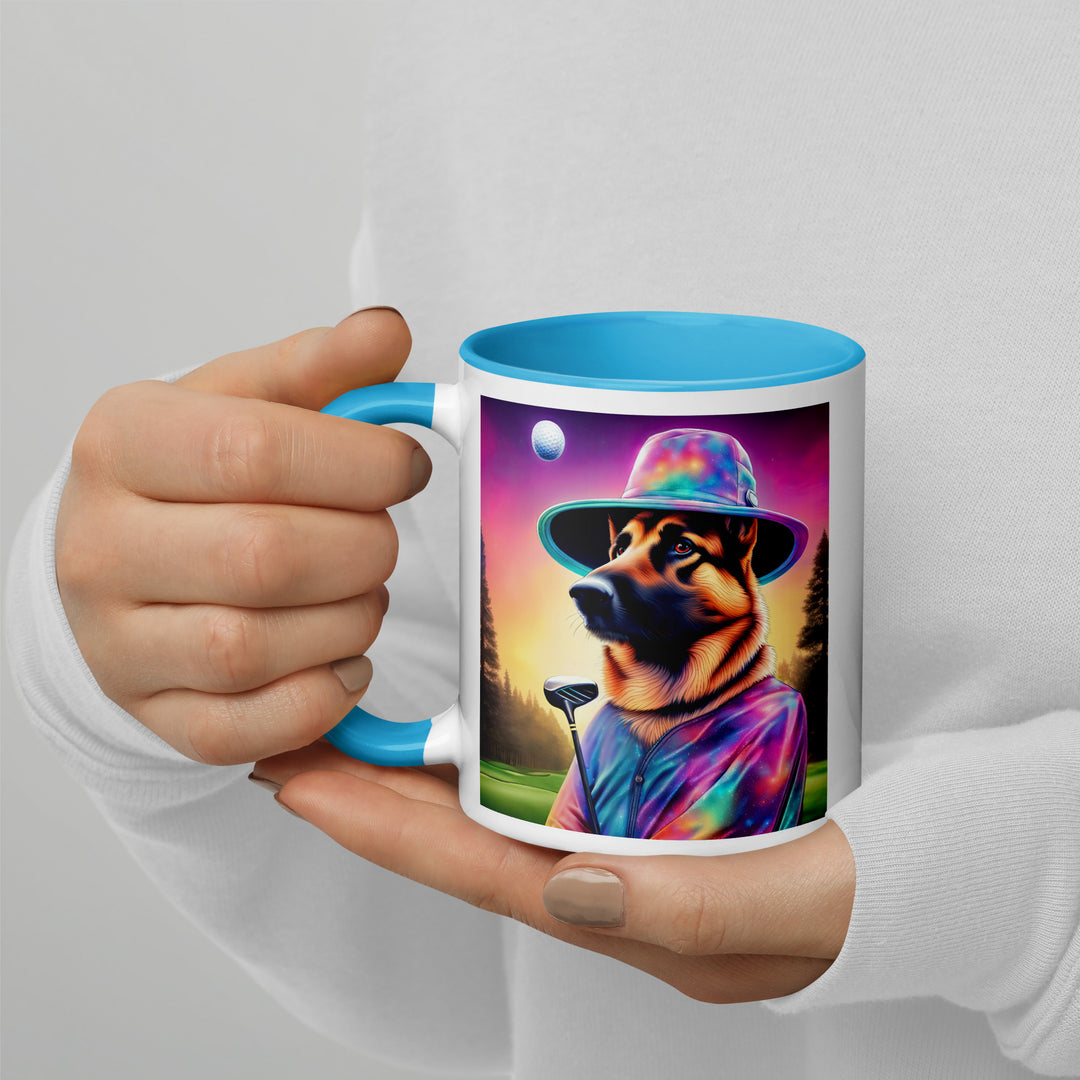 German Shepherd Golfer- Mug with Color Inside V13