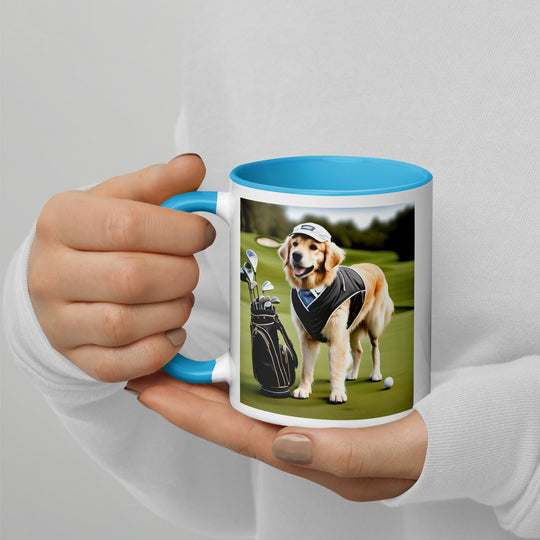 Golden Retriever Golfer- Mug with Color Inside V3