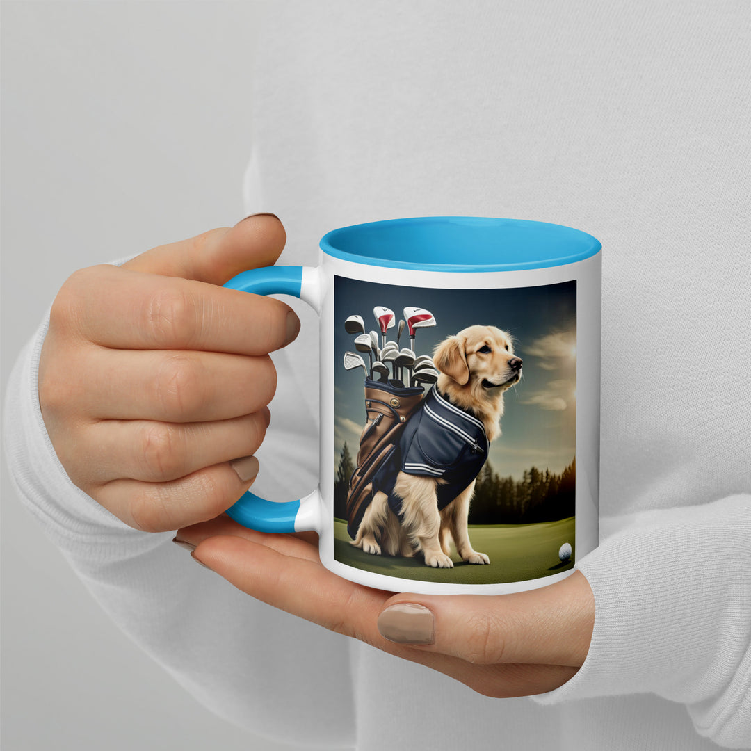 Golden Retriever Golfer- Mug with Color Inside V5