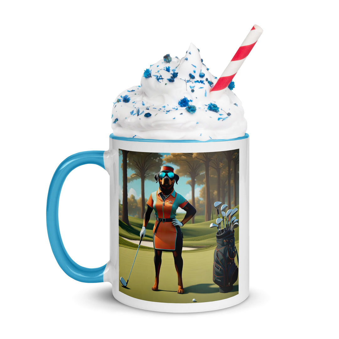 Rottweiler Golfer- Mug with Color Inside v4