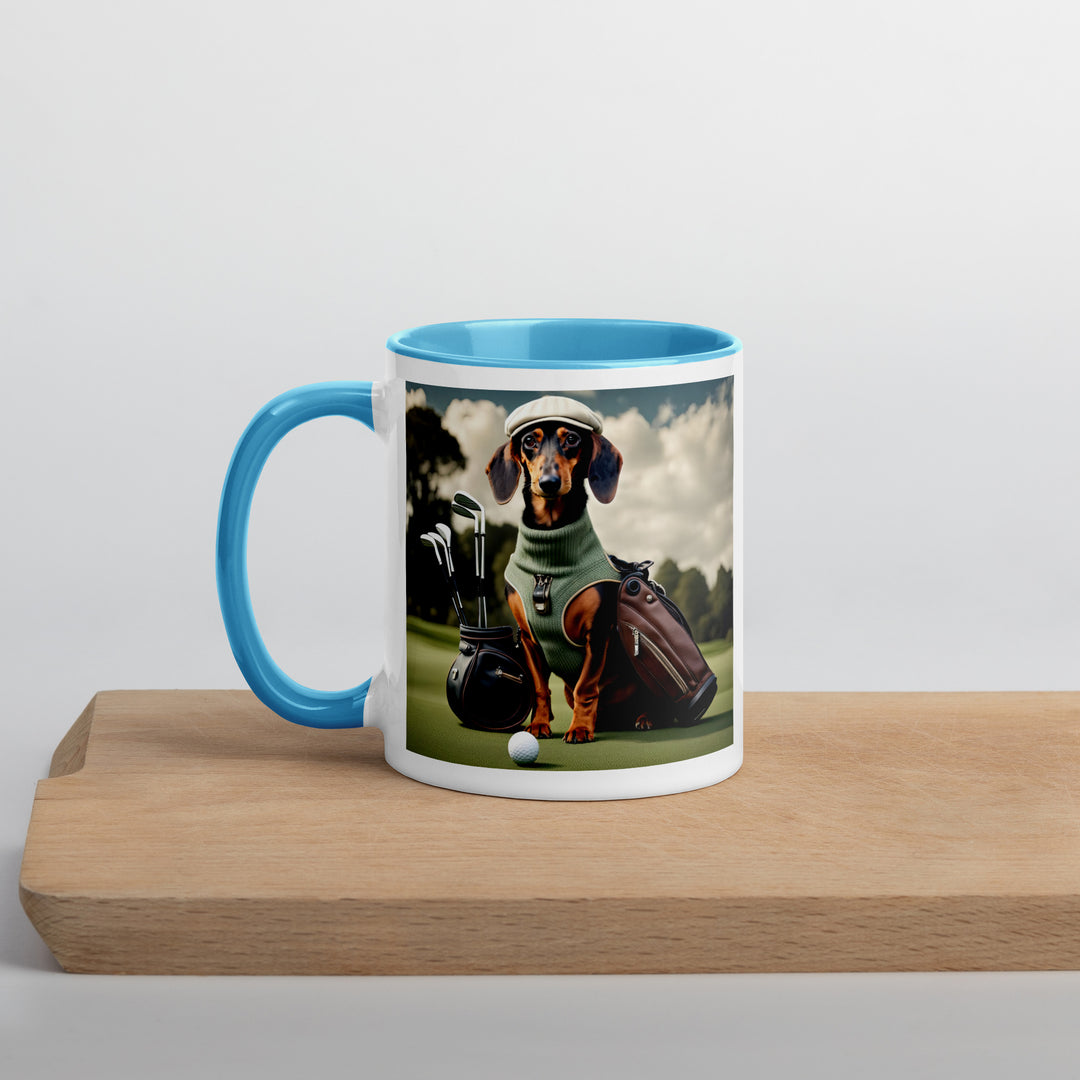 Dachshund Golfer- Mug with Color Inside