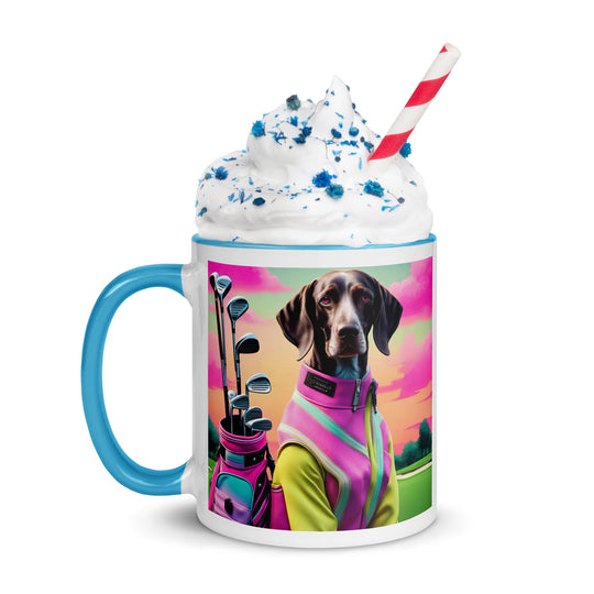 German Shorthaired Pointer Golfer- Mug with Color Inside v3