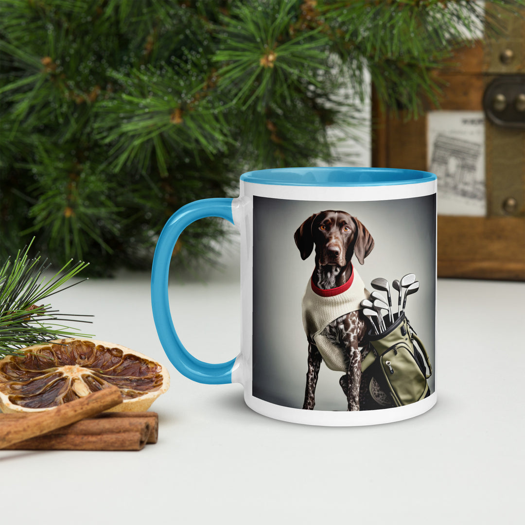 German Shorthaired Pointer Golfer- Mug with Color Inside v4