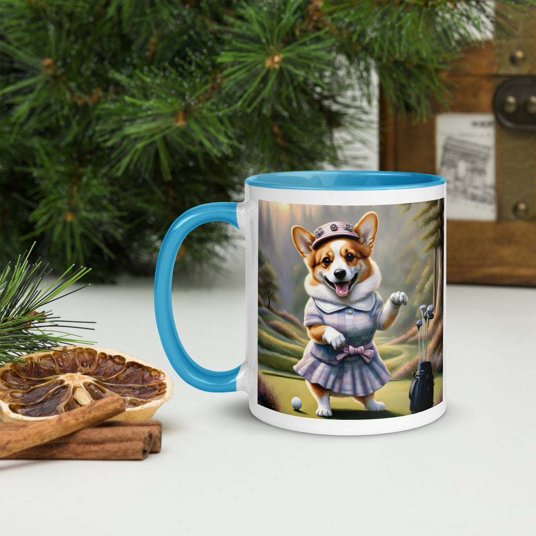 Pembroke Welsh Corgi Golfer- Mug with Color Inside v2