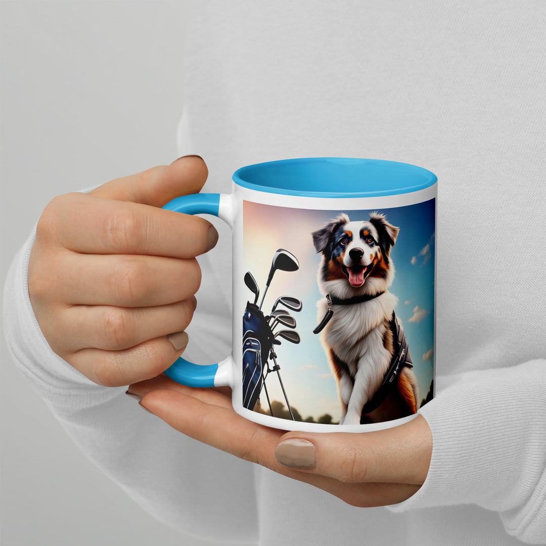 Australian Shepherd Golfer- Mug with Color Inside