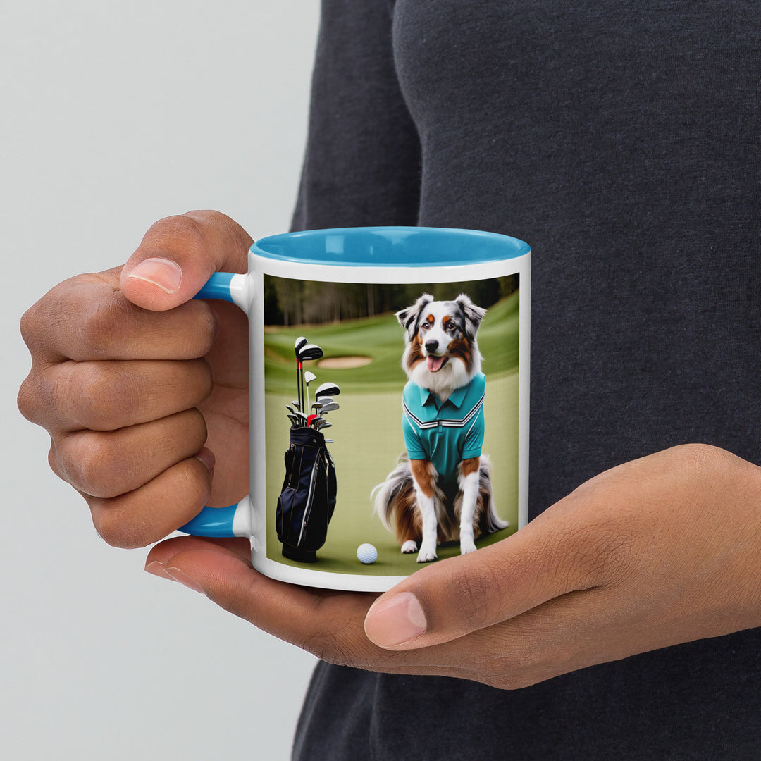 Australian Shepherd Golfer- Mug with Color Inside v4