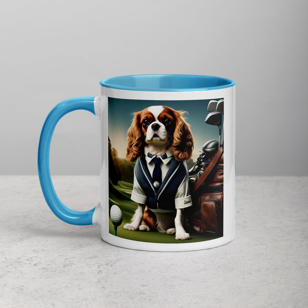 Cavalier King Charles Spaniel Golfer- Mug with Color Inside v3