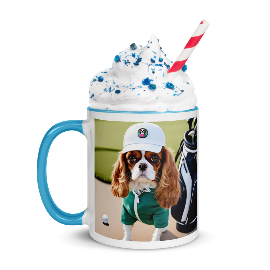 Cavalier King Charles Spaniel Golfer- Mug with Color Inside v4