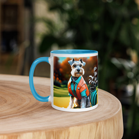 Miniature Schnauzer Golfer- Mug with Color Inside v2