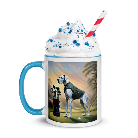 Great Dane Golfer- Mug with Color Inside v3