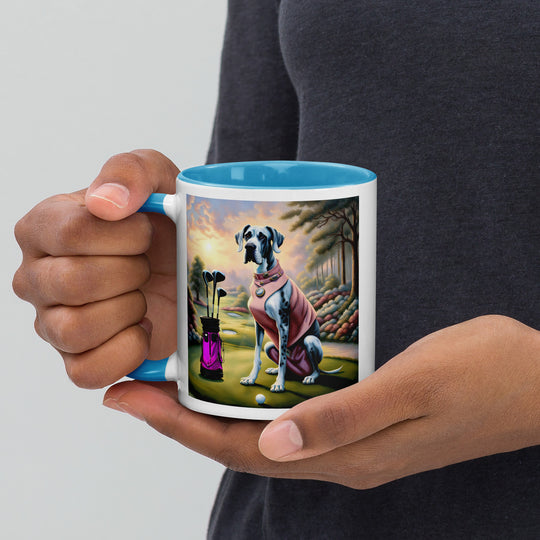 Great Dane Golfer- Mug with Color Inside v4