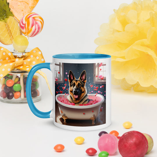 German Shepherd Romantic- Mug with Color Inside v3