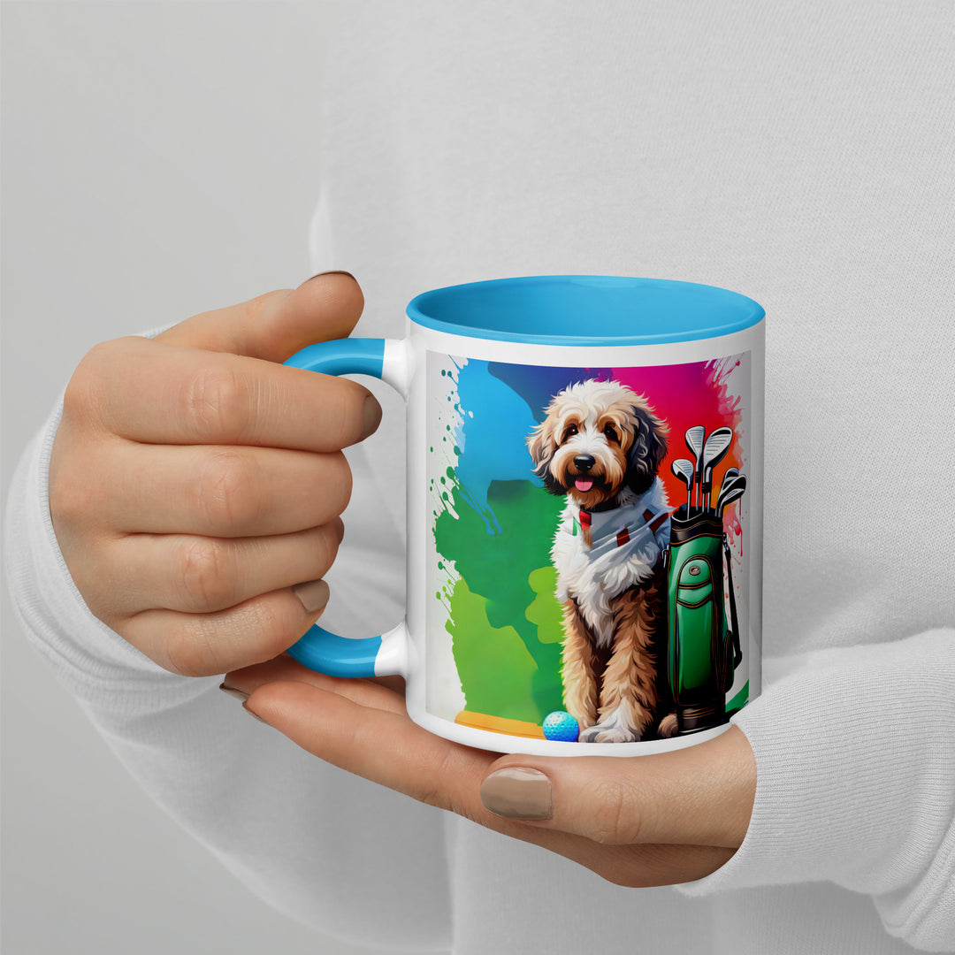 Bernedoodle Golfer- Mug with Color Inside v3