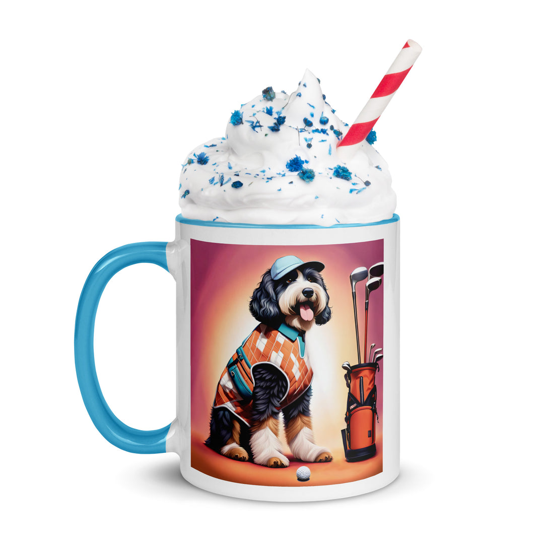 Bernedoodle Golfer- Mug with Color Inside v4