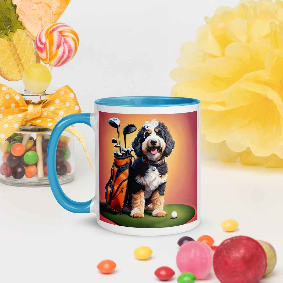 Bernedoodle Golfer- Mug with Color Inside v5