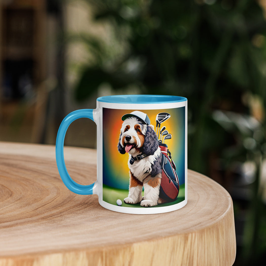 Bernedoodle Golfer- Mug with Color Inside v6