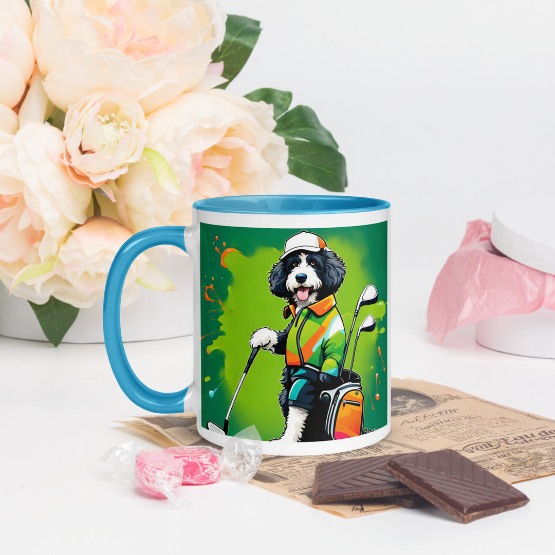 Bernedoodle Golfer- Mug with Color Inside v8