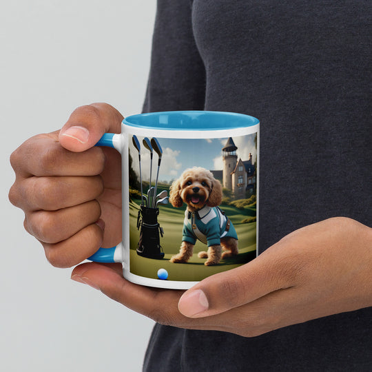 Cavapoo Golfer- Mug with Color Inside v6