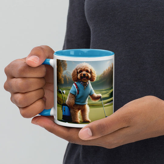 Cavapoo Golfer- Mug with Color Inside v7