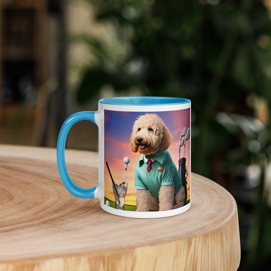 Goldendoodle Golfer- Mug with Color Inside v5