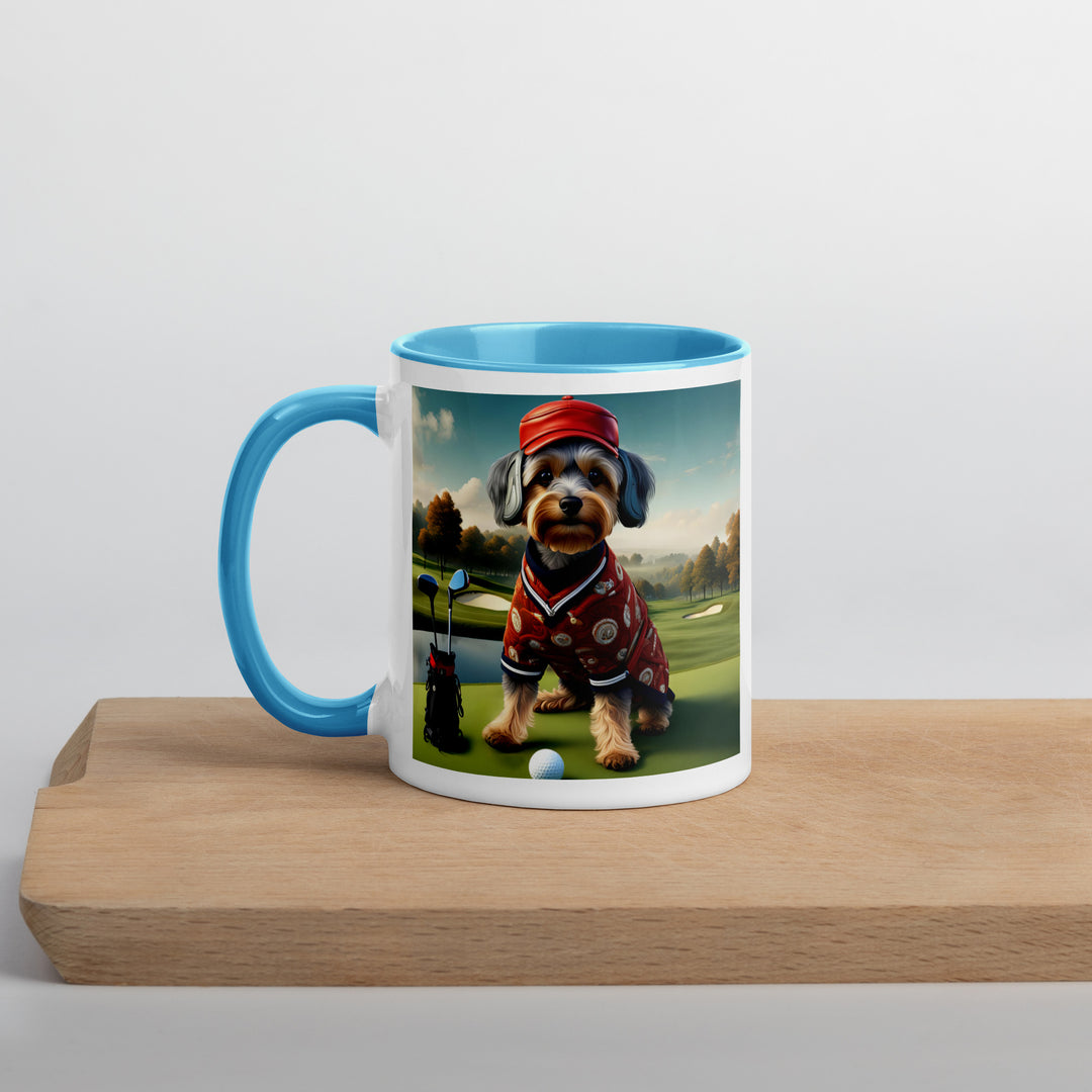 Yorkipoo Golfer- Mug with Color Inside v2