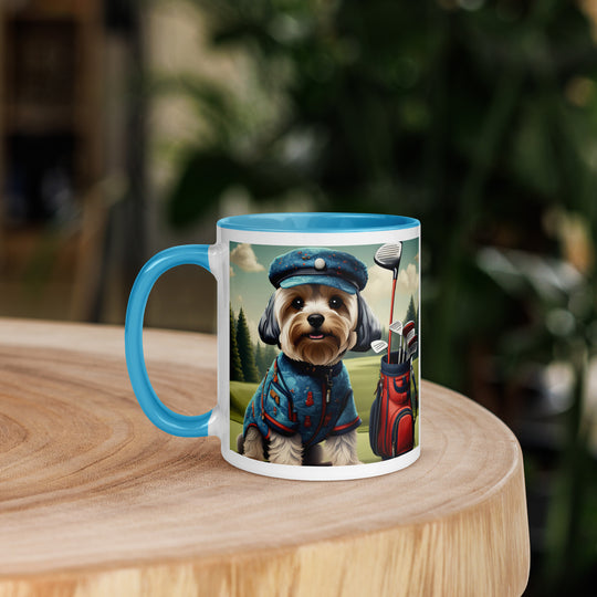 Yorkipoo Golfer- Mug with Color Inside v4