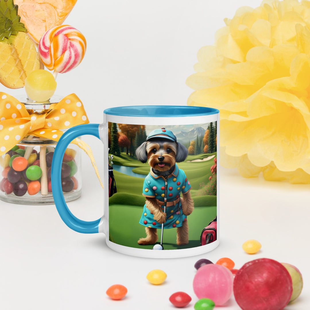 Yorkipoo Golfer- Mug with Color Inside v8