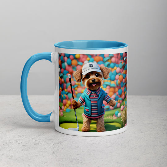 Yorkipoo Golfer- Mug with Color Inside v14