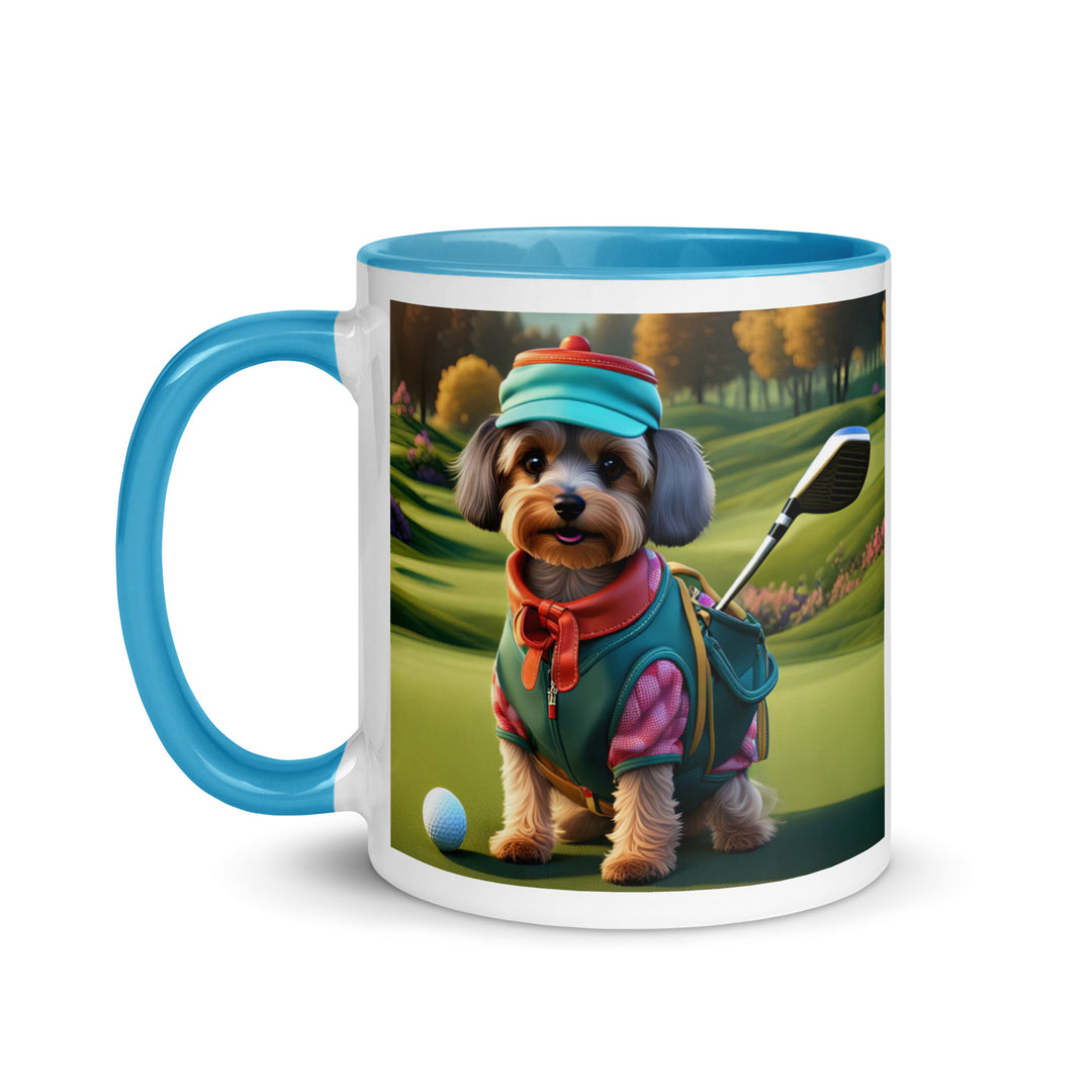 Yorkipoo Golfer- Mug with Color Inside v15